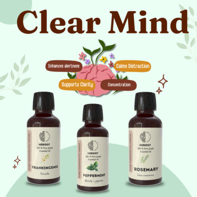 Heroot Clear Mind Aromatherapie Kombi | Rosmarin, Pfefferminze & Weihrauch Essen