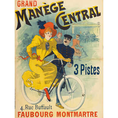 Grand Manege Central Cycles Paris Vintage Werbung XL Leinwand Kunstdruck