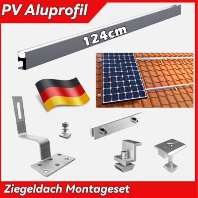 für 1-12x Solarpanel Ziegeldach Montage PV-Anlage Befestigung Alu Solarprofil