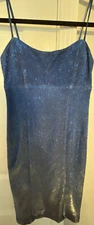 JUMP APPAREL Womens Blue  Mesh Sparkle Spaghetti Strap    Sheath Dress Size 1|2.