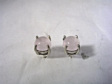 ROSE QUARTZ EARRINGS SET IN STERLING SILVER ROUND 5MM CABOCHON