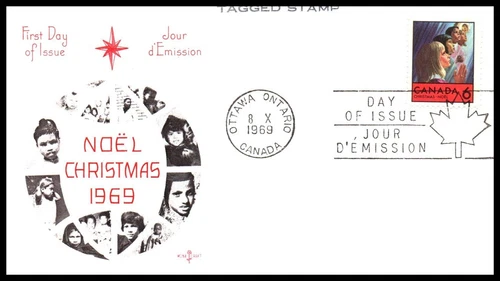Canada FDC - 1969 - Christmas, Scott # 503, Rosecraft Tagged Stamp