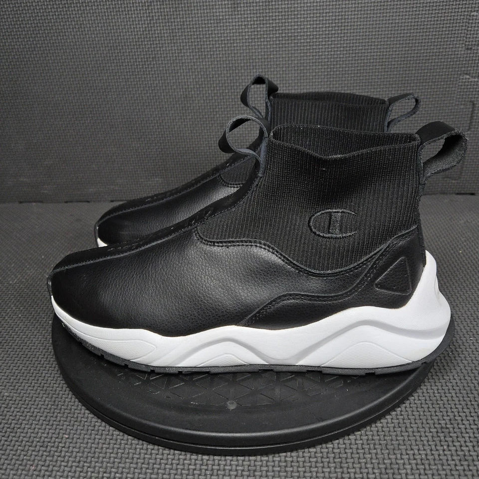 Champion ралли туфли женщин Sz 8,5 Вт черный белый кожаный поскользнуться на тренажеры кроссовок - Изображение 3 из 4