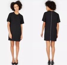 Everlane The Japanese GoWeave Zip Back Short Sleeve Tee Dress in Black Size 2
