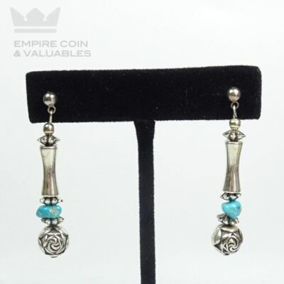Beaded Dangle Earrings w/Sterling Silver and Turquoise elements *W1C3