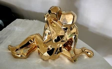 Mid-Century Modern 24-K Gold Plated Ceramic Cubist Sculpture by Jaru 16" x 9.5"