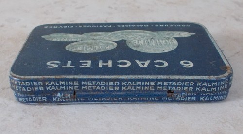 Ancienne boite métal Cachets KALMINE bonbons pharmacie vintage France bleu - Picture 5 of 8