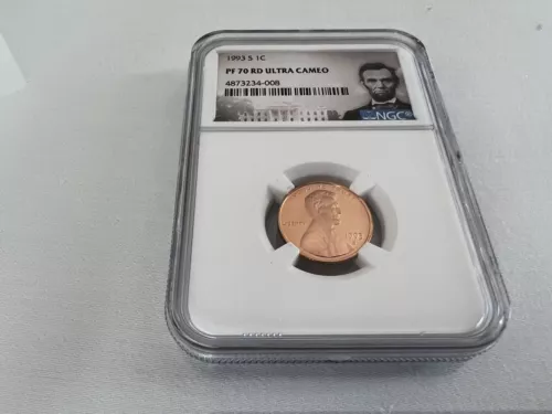 1993-S LINCOLN CENT NGC PF70 ULTRA CAMEO PORTRAIT LABEL "TOP POP NGC VALUE $100”