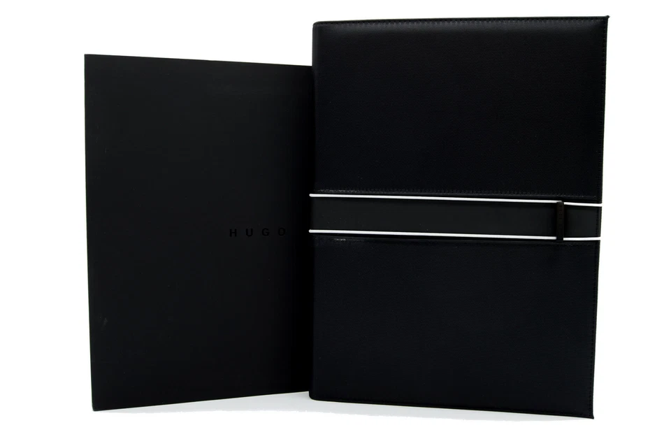 HUGO BOSS Schreibmappe Mappe Konferenzmappe Collegemappe OUTLINE A4 A5 Schwarz