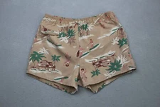 Vintage Springmaid Fabric Shorts Womens Small Hawaiian Print 1940s Flaws