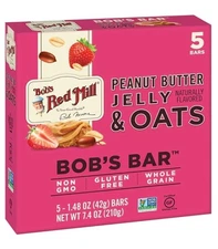 Bobs Red Mill Bar Oat Peanut butter Jelly 5 Pk 7.4 oz (Pack Of  3)