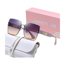 Women Rimless Gradient Glasses Pearl Flower In-Outdoors Fashion Shades Set Case