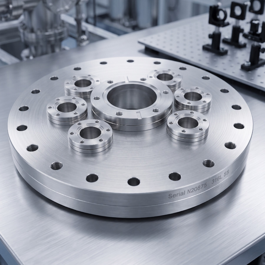MDC Symmetrical Multiport Flange | 8.0" CF to 2.75" & 6x 1.33" CF Ports *