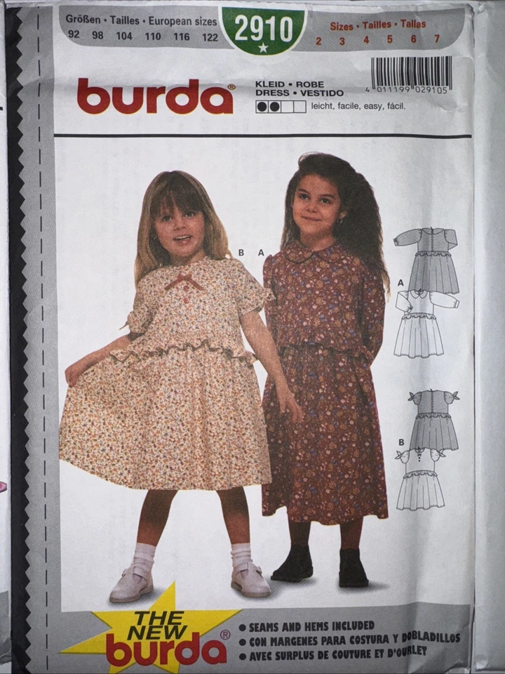 LOT 5 BURDA Sewing Patterns for Toddlers and Children NEW, UNCUT Dresses Pants - Image 3 of 4