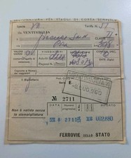 Biglietto Ferrovie Dello Stato Treno Da Ventimiglia 1960 Con Timbro Obliterato