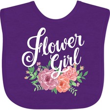 Inktastic Flower Girl Hand Lettering With Flowers Illustration Baby Bib Wedding