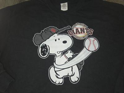San Francisco Giants Snoopy Peanuts Long Sleeve Shirt, Black, XL