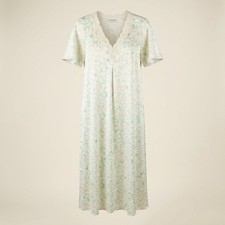 Vintage Natori Womens Pastel Floral Satin Nightgown Shortsleeve Lingerie 80s M