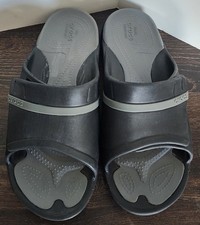Crocs Adjustable Slip On Slides Men's 11 Black  Gray Dual Comfort