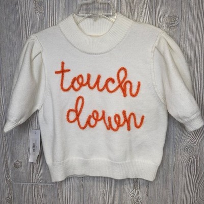 Peach Love California TOUCH DOWN Cropped Sweater Women's Medium Boutique NWT NEW