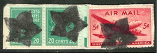 SOTN Bold Stars Fancy Cancel 1938 Presidents 20 Cent & 5 Cent Airmail US 61A14