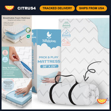 Waterproof Pack and Play Mattress Pad 38"x26" Memory Foam Roll-Up Topper