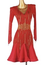 Latin Dance Dress Salsa Tango Cha cha Ballroom Rhinestone Competition Dress Sz M