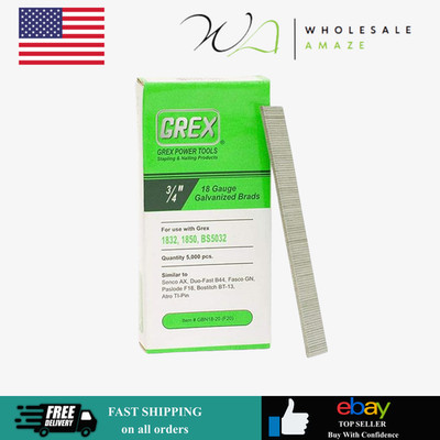 Grex GBN18-20 (F20) 3/4 In. 18 Ga. Brad Nails, Galvanized, 5M