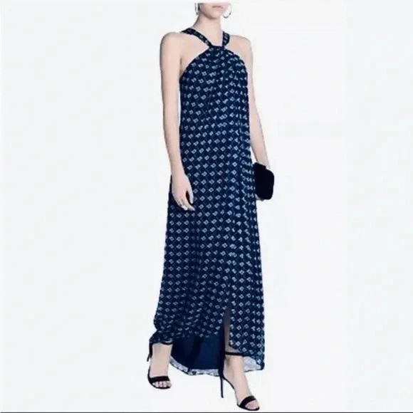 halter neck bodycon maxi dress Alessandra Gold Ring Black Maxi Dress for Evenings L main image 0