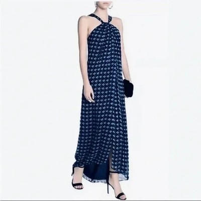 Sz 10 Diane vonFurstenberg DVF LILITA Silk Maxi Geo Mod Halter Dress WORN ONCE!