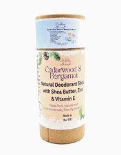 Natural Deodorant Stick Cedarwood Bergamot Aluminium Free Zinc Handmade UK 70g