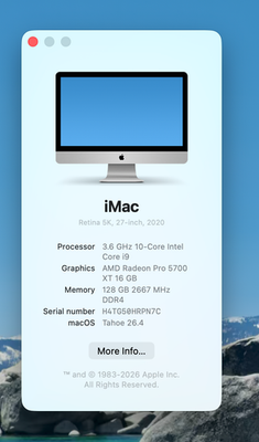NEW Apple iMac 27 Inch 5K 2020 3.6 GHz i9 4TB SSD 128GB RAM 5700XT