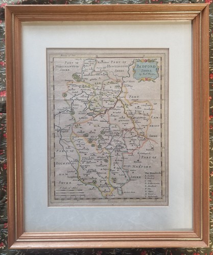 Robert Morden Antique Map Bedfordshire Camden's Britannia 18th Century Coloured