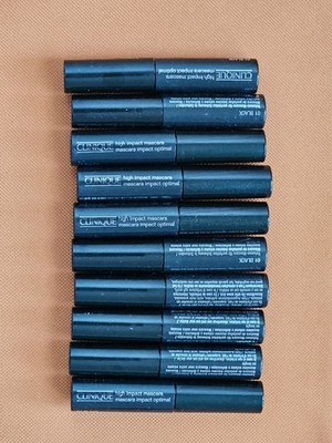 10x Clinique High Impact Mascara 01 Black 0.14oz 3.5ml Each Travel Size NEW