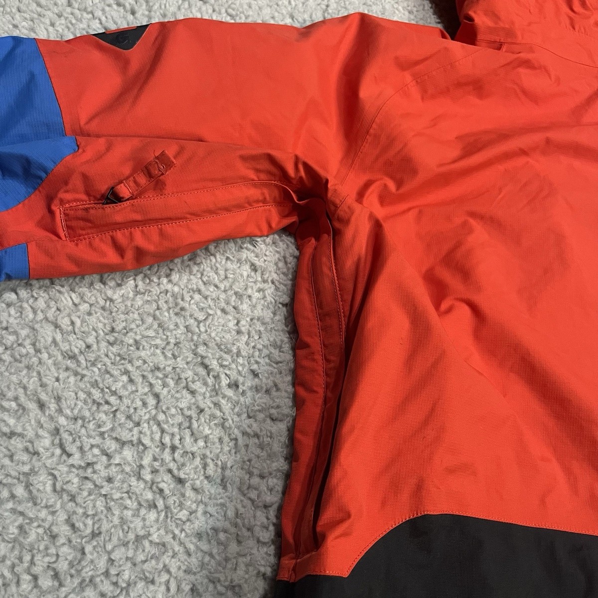 Burton Jacket Mens Medium Orange Blue Dryride Full Zip Hooded Ski
