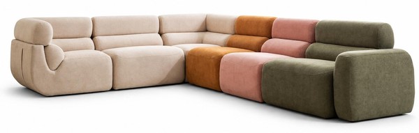 Buntes Ecksofa L-Form Wohnzimmer Bequem Weich Modern Hochwertig Leuchtend-image
