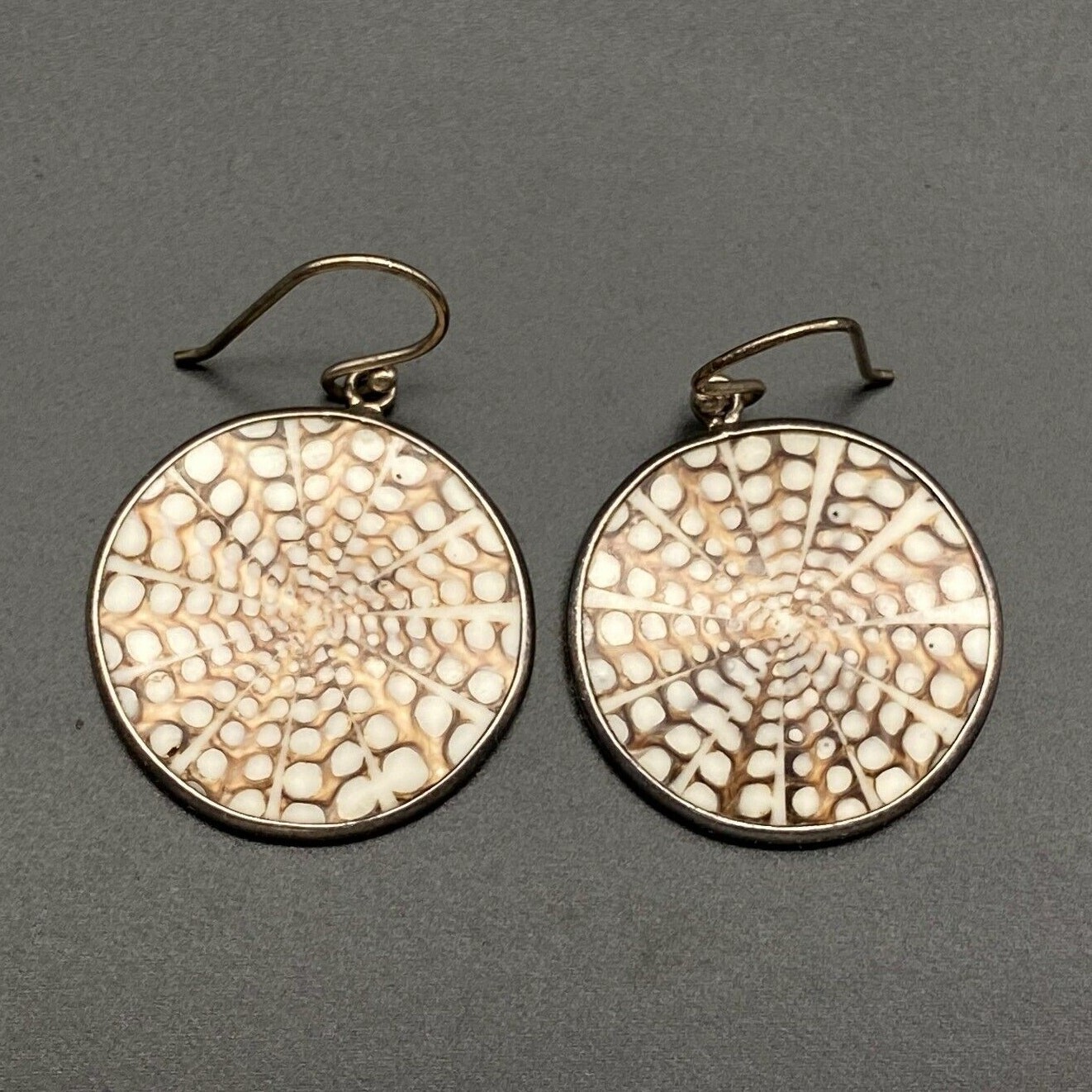 Vintage Shell Silver Dangle Earrings - image 1