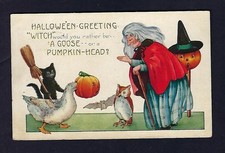 c1909 Whitney-Made Halloween Postcard, Witch,...