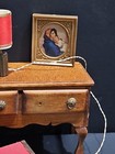 VINTAGE DOLLHOUSE WOODEN MINIATURE FURNITURE LOTRUG,  TABLE, WALL PICS, LAMP++ — photo 4