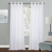 White Bedroom Curtains for Sliding Door 95 Inches Long Living Room Curtains T...