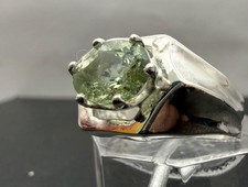 1.7 CT GREEN AQUAMARINE .925 STERLING SILVER MENS PINKY RING SIZE 7.25, 5 GR