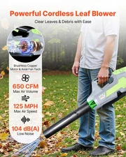 VEVOR 60V Cordless Leaf Blower | 650 CFM & 125 MPH | 4Ah Battery & Fast Charger