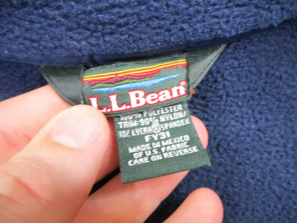 LL Bean Jacket Mens XL Tall Navy Blue Polartec Fleece Full Zip Stand Collar - Image 4 of 4