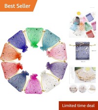 Luxury 100-Piece Organza Gift Pouches - Drawstring Star Pattern Bags 2.7x3.5