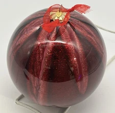 Frontgate Glitterly Shiny Red And White 6” Globe Ornament 