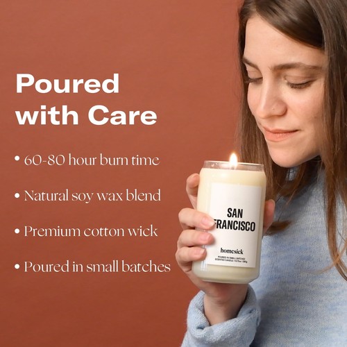 Homesick Premium Scented Candle, San Francisco - Scents of Coffee, Chocolate, - Picture 5 of 7