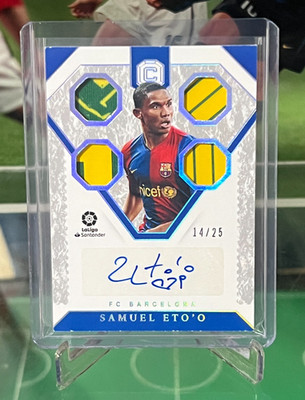 2019-20 Panini Chronicles Barcelona Samuel Eto'o Quad Patch Auto /25