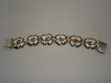 Vintage .925 Sterling Bracelet of Linked Flowers Mexico/silver