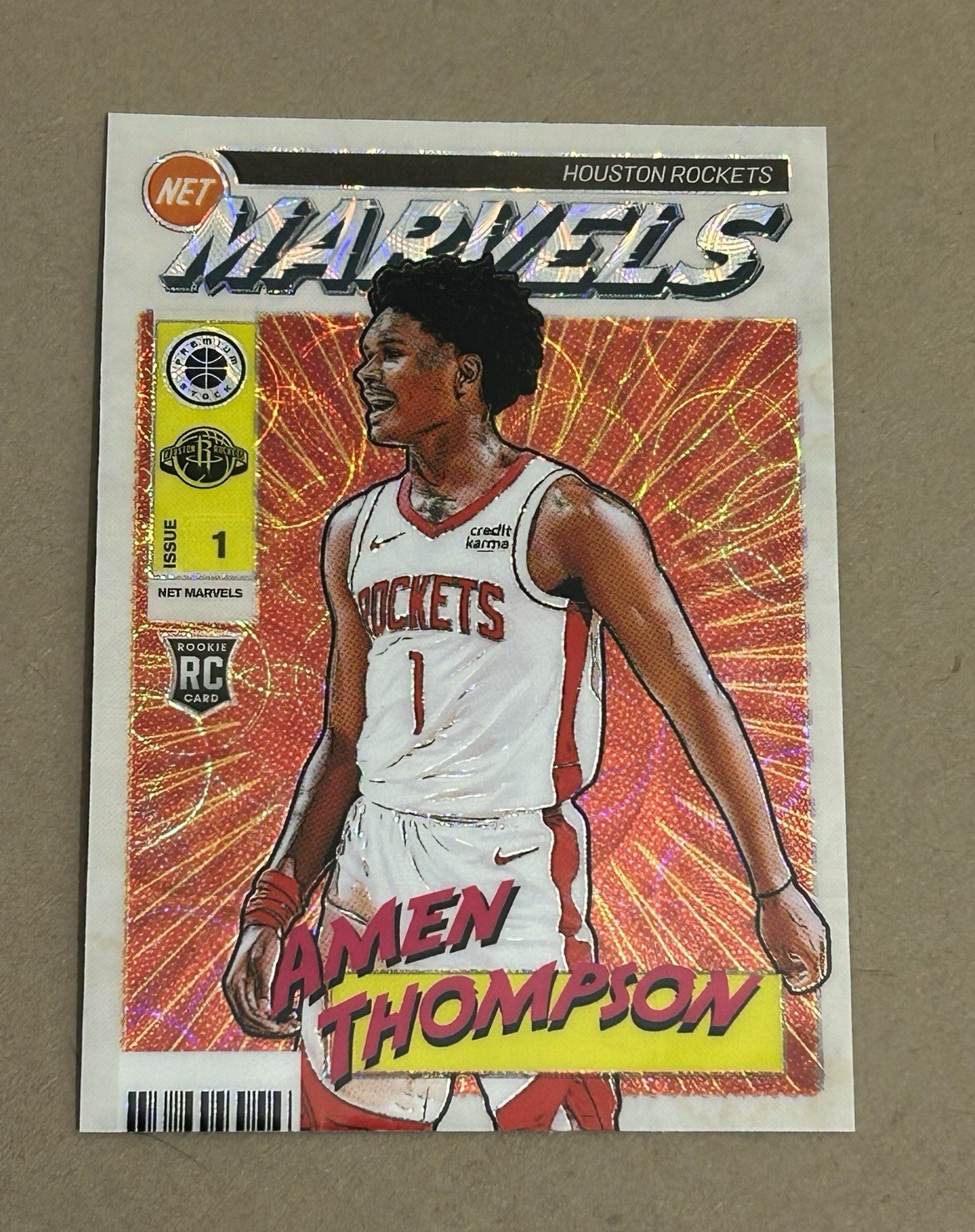 2023-24 Panini NBA Hoops Premium Stock Retro Net Marvels Amen Thompson Rookie RC
