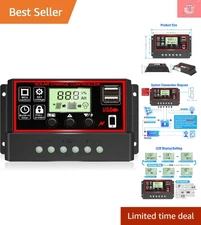 Efficient 30A Solar Charge Controller with LCD & Dual USB Ports - Eco-Friendly